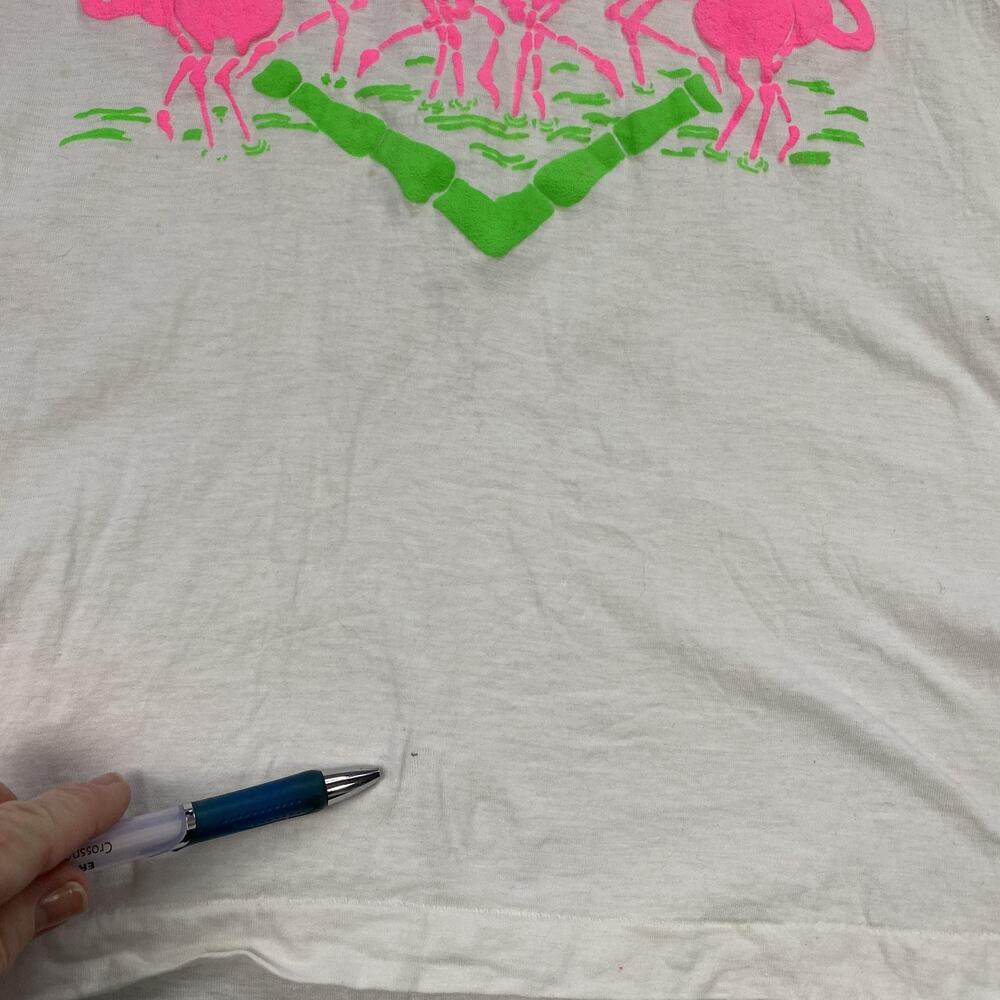 Vintage Bahamas T Shirt Large White Neon Puff Paint Tropical Single Stitch 80s - Picture 7 of 14